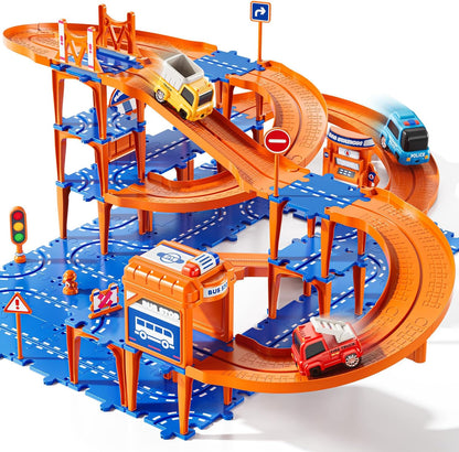 Toddler Puzzles Track Cars Toys for Kids, Boys and Girls Age 3-5 4-7, Floor Puzzle Race Track with Cars and Road Signs, Birthday Toy Games for 3 4 5 6 7 8 Year Old Birthday Gifts
