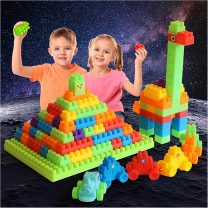 2025 Latest 177 PCS 1 * 1-1 * 3 Inch Large Building Blocks for Toddlers Ages – Brick Set with Cars & Baseplate, Educational STEM Toy for Kids,1 2 3 4 5 6 Blocks (177psc+2 Boards)