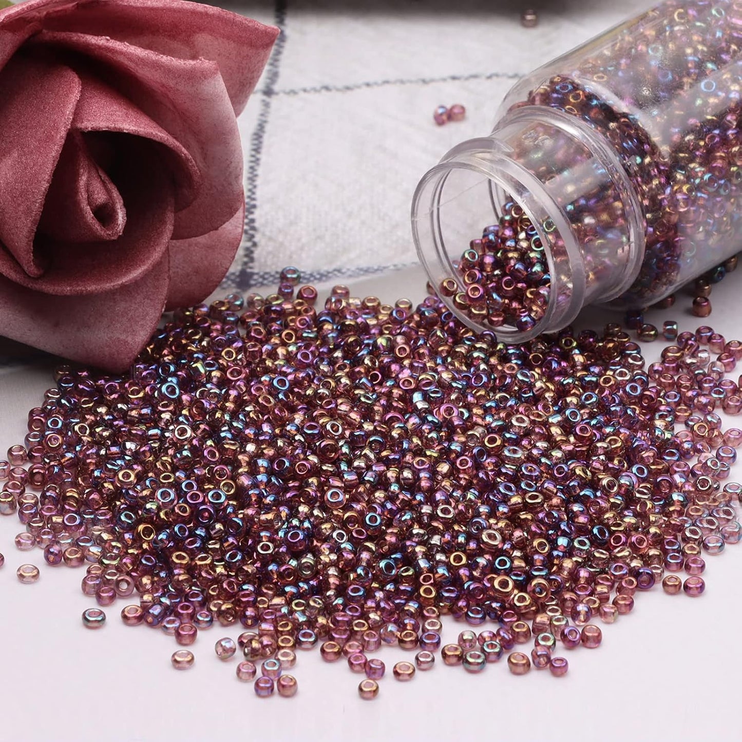 10100 Pcs Size 11/0 Glass Seed Beads, 2 mm Dark Green Small Mini Spacer Loose Pony Beads for Jewelry Making and DIY Crafts - Colors A