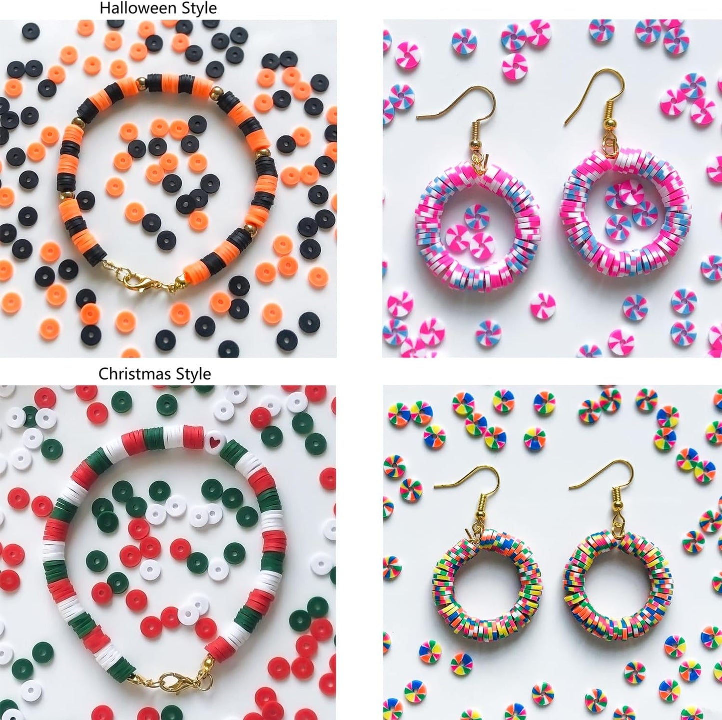 YMSDZHL 6000+PCS Clay Beads Bracelet Making Kit,24 Color DIY Flat Preppy Beads for Friendship Jewelry Making,Polymer Heishi Beads with Charms Gifts for Teen Girls Crafts for Ages 4-12