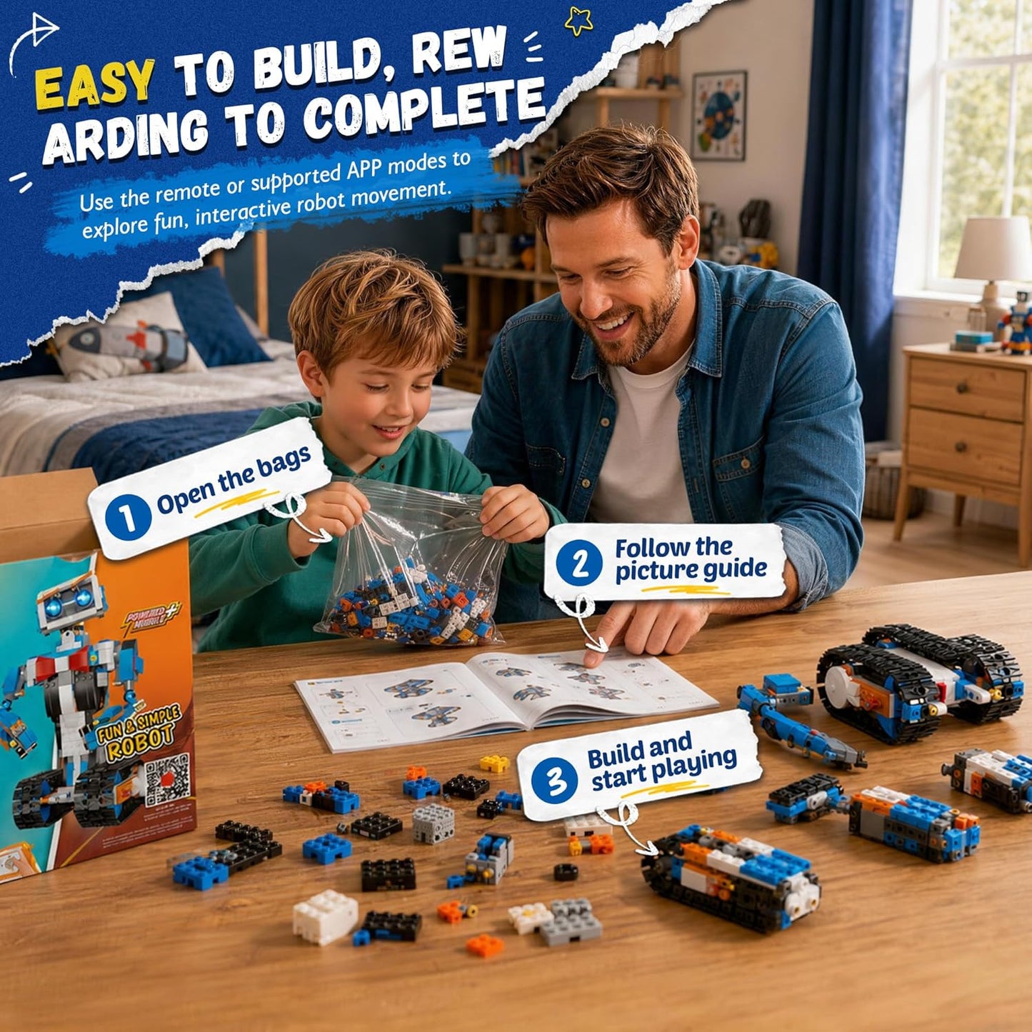 okk Robot Building Toys for Boys, STEM Projects for Kids Ages 6-12, Remote & APP Controlled Engineering Learning Educational Coding DIY Building Kit Rechargeable Robot Toy Gifts for Girls