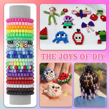 LIS HEGENSA Pony Beads Bulk,Kandi Kit for Necklace Jewelry Making Hair Braiding,Bracelets Making Kits,Hair Bead,Bracelet Beads,Plastic Bead for Crafts Braids Girls (12 Color,900PCS)