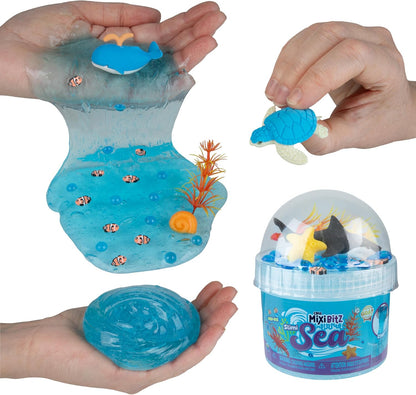 ORB Goat MixiBitz Adventure 3 Pack Slime Kit for Kids - Randomly Assorted Themed Toy with Each Traditional, Cloud, and Butter Slime - Slimi Sea, Safari, and Dino Dig Themes - Fun Party Favors, Gifts