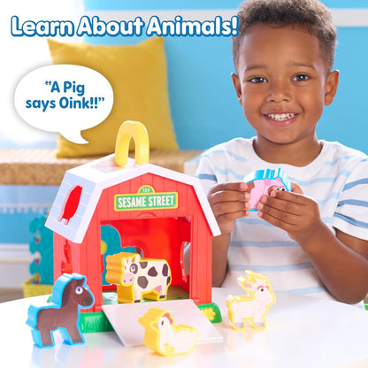 Sesame Street Elmo's Learn & Sort Barn with Music and Sounds, 6-Pieces, Teaches Toddlers Shapes, Sounds, and Problem-Solving Skills, Toy for Girls, Boys, Kids, Ages 2 and Up by Just Play