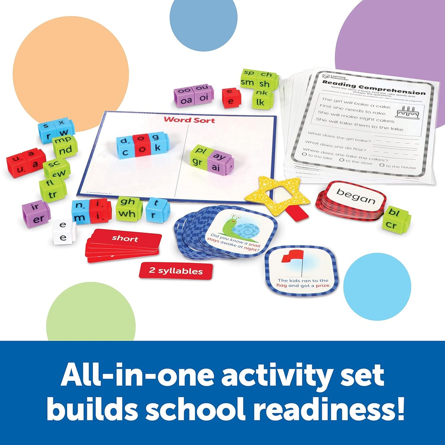 Learning Resources Skill Builders! Kindergarten Reading Activity Set - 122 Pieces, Ages 5+, Back to School Essential Materials, Homeschool Supplies
