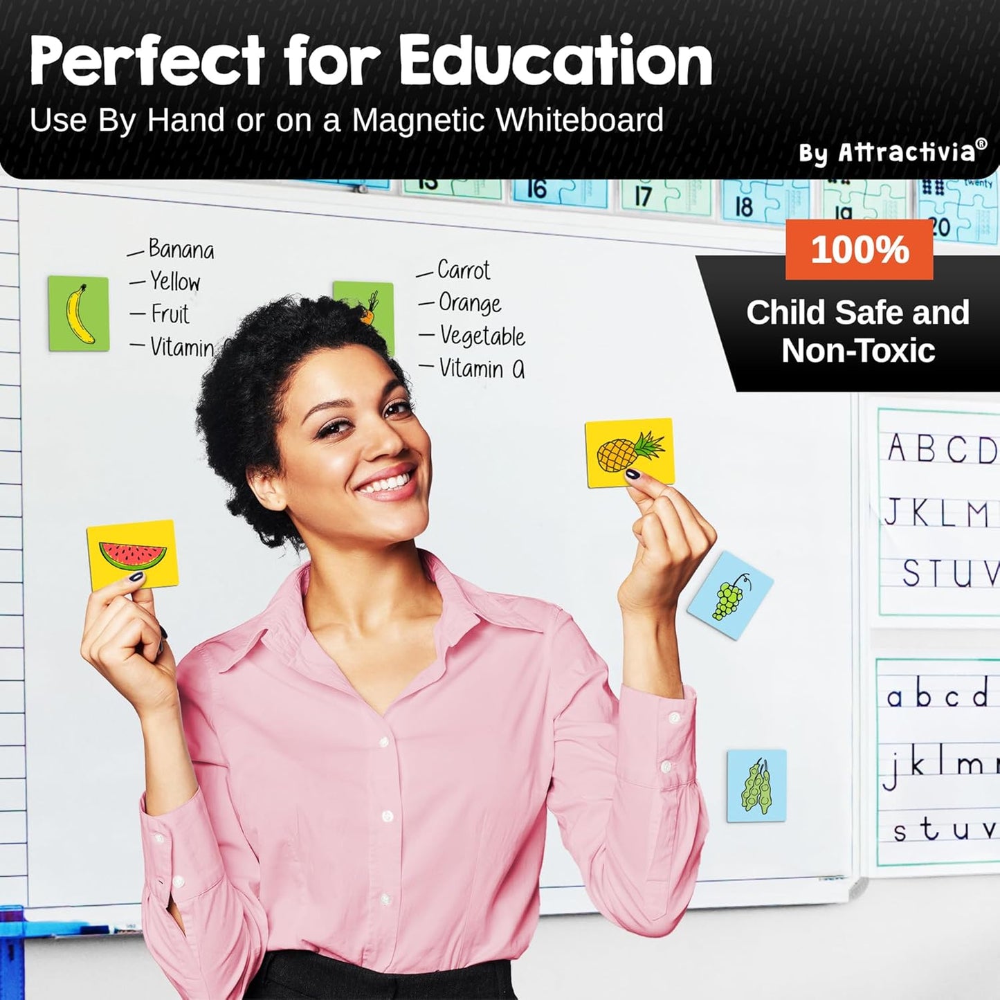 Attractivia Dry Erase Magnetic Labels 7.3 x 5.6 in, Dry Erase Magnets, 20-Pack, White Erasable Write-On All-Purpose Labels, for Office, Education, Home, Whiteboard