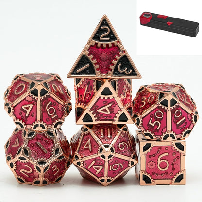 UDIXI Steampunk Metal Dice Set, 7 Die Polyhedral DND Dice Set for D&D Role Playing Game and Math Teaching (Ancient Copper)