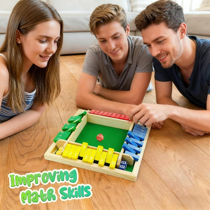 rytopt Shut The Box Game, Stocking Stuffers, 2-4 Player Family Wooden Board Table Math Games, Board Games, Valentines, 8 Dices Tabletop Game, Christmas Party Favors (8.6 Inches)