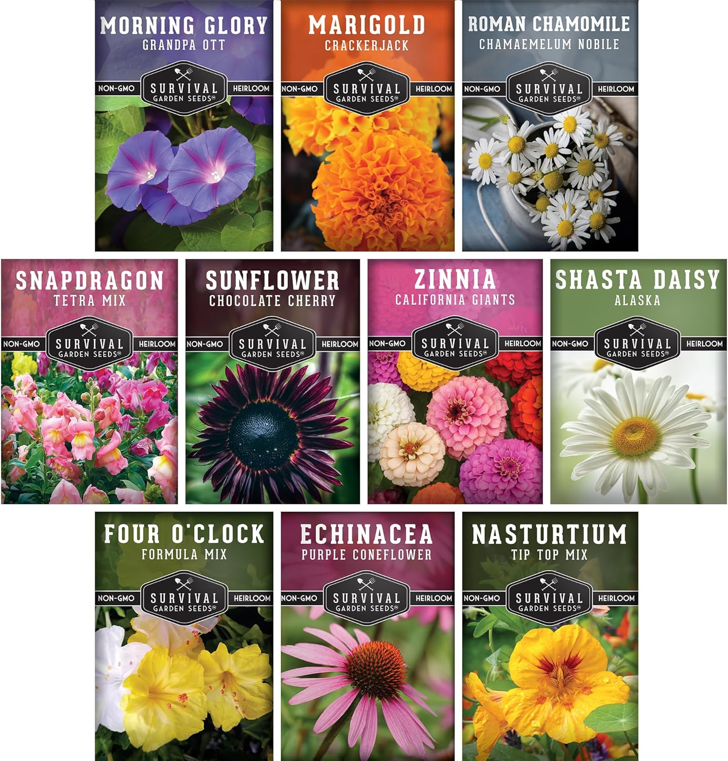 Flower Seeds Garden Kit - 36 Packs of Annual & Perennial Flowers for Planting – with Wildflowers for Pollinators, Bees, Butterflies | Heirloom Non-GMO Seed Starter Pack – Survival Garden Seeds