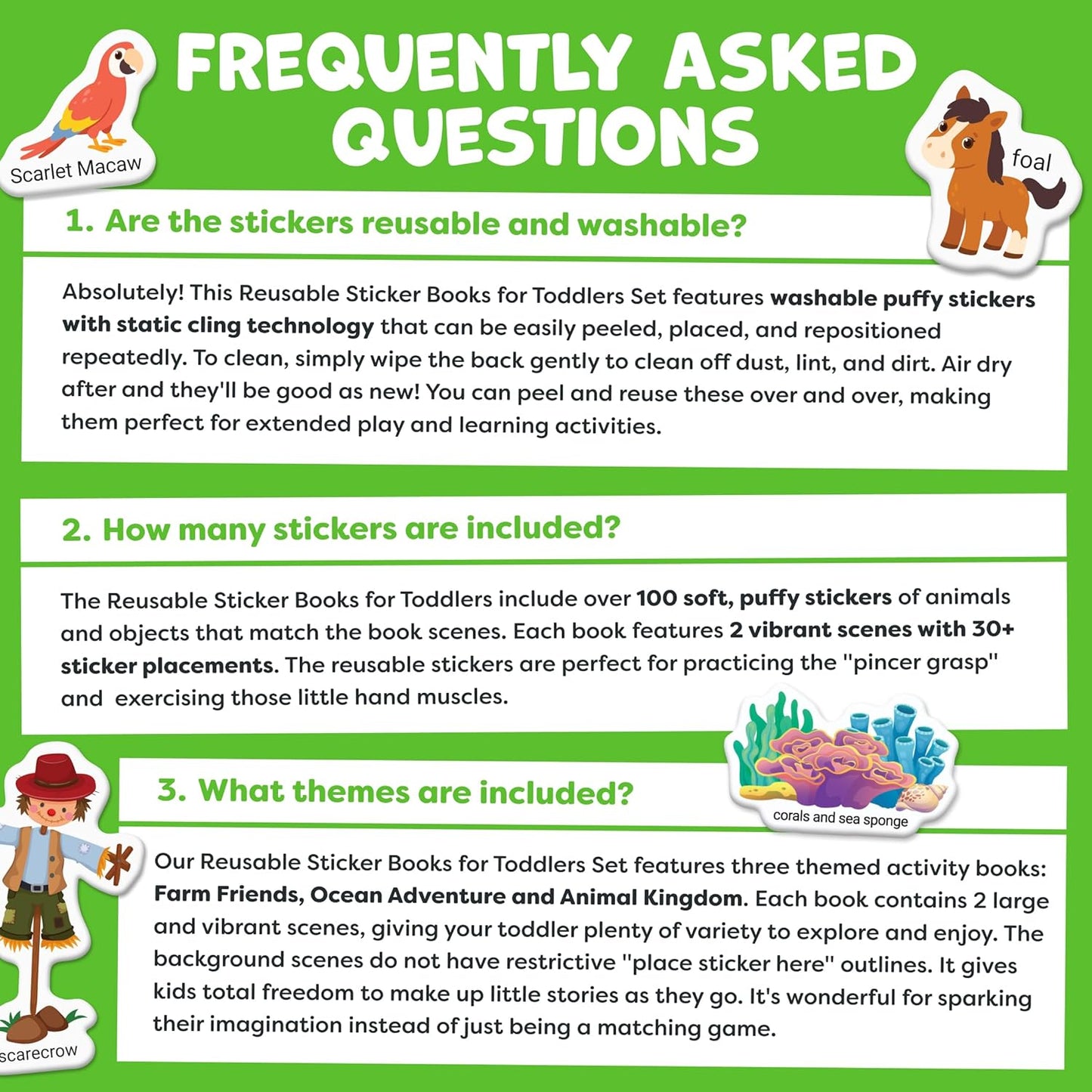 Sticker Book for Toddlers 1-3 - Reusable Sticker Book for Toddlers 2-4 Years, Stickers for Kids, Toddler Travel Toys, Airplane Toys for Toddler 1-3 - Birthday Gifts for 3 Year Old Boys, Girls 2-4