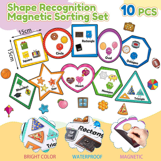 Blosssound 10 Set Magnetic Shape Sorting for Toddler Matching Games Magnet Sorting Mats 30 Everyday Objects Magnets Pieces Learning Toys for Child Learning Shape Game Preschool Classroom