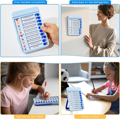 Magnetic Chore Chart for Kids, ADHD Tools for Kids to Do List Checklist Task Board Routine Chart Visual Schedule for Fridge with 10 Sliders and Magnetic Marker - White