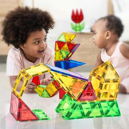 MAGBLOCK Magnetic Tiles Toys for Kids Magnet Building Tiles 100 Pcs Magnetic Blocks Preschool Building Sets Educational Toys for Toddlers Boys and Girls.