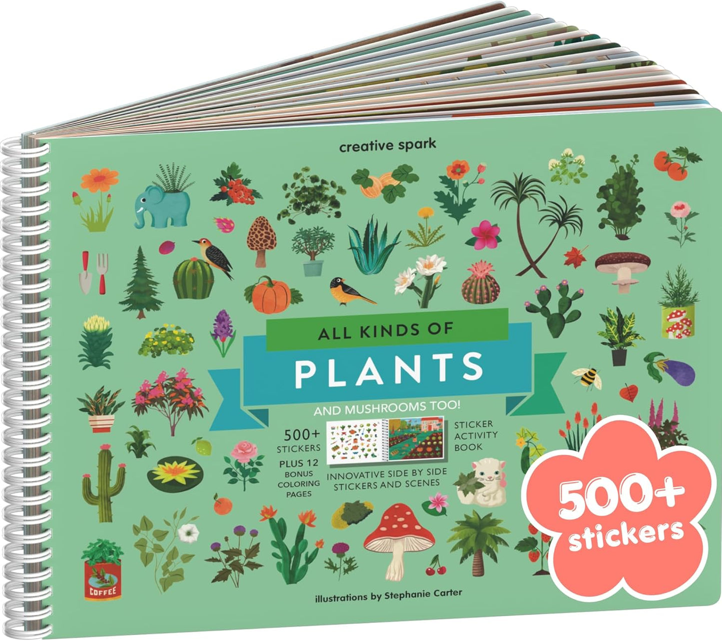 Animals Habitat 500+ Kids Sticker Book by Cupkin Toddler Airplane Travel Activity Coloring and Sticker Book, Road Trip Essentials, 12 Coloring Pages + 12 Scenes for Ages 2–8 Years - Colors B