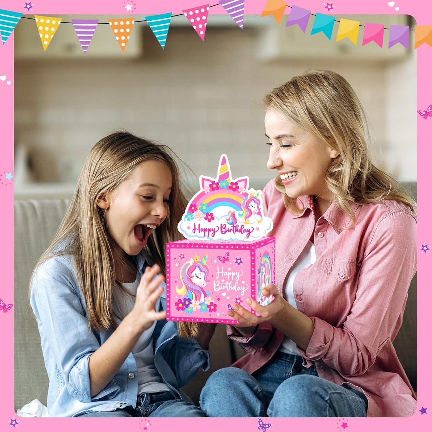 Birthday Money Box for Cash Gift Pull, Surprise Gift Boxes for Money, Money Holder Box with Pull Out Happy Birthday Card and 50Pcs Transparent Bags, Money Gift Ideas for Kids and Adults