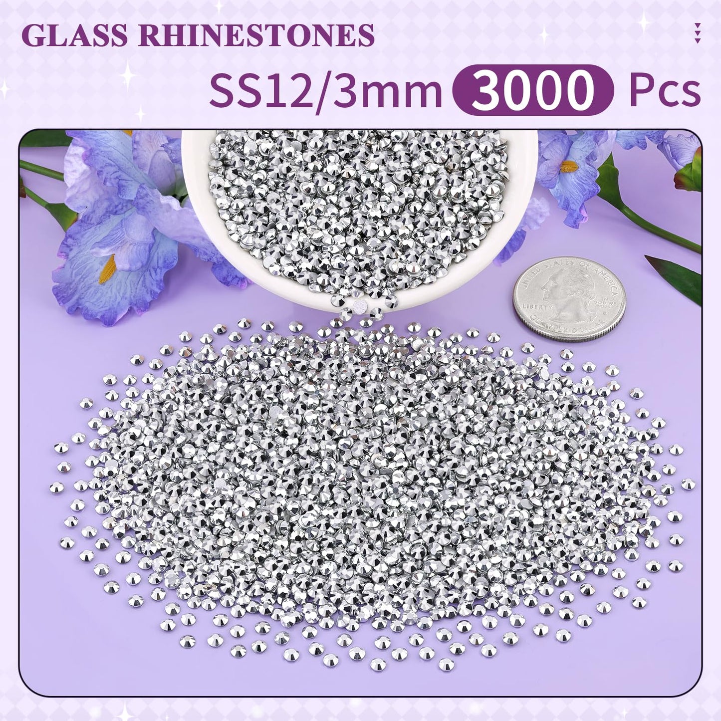 5000PCS SS6/2mm Glass Crystal Rhinestones (Clear), Bedazzling Flatback Rhinestones for Crafting DIY Crafts Nail Art Makeup Decoration, Gems Diamond Charms for Tumbler Shoes Clothing Mug