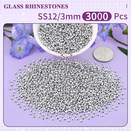 5000PCS SS6/2mm Glass Crystal Rhinestones (Clear), Bedazzling Flatback Rhinestones for Crafting DIY Crafts Nail Art Makeup Decoration, Gems Diamond Charms for Tumbler Shoes Clothing Mug