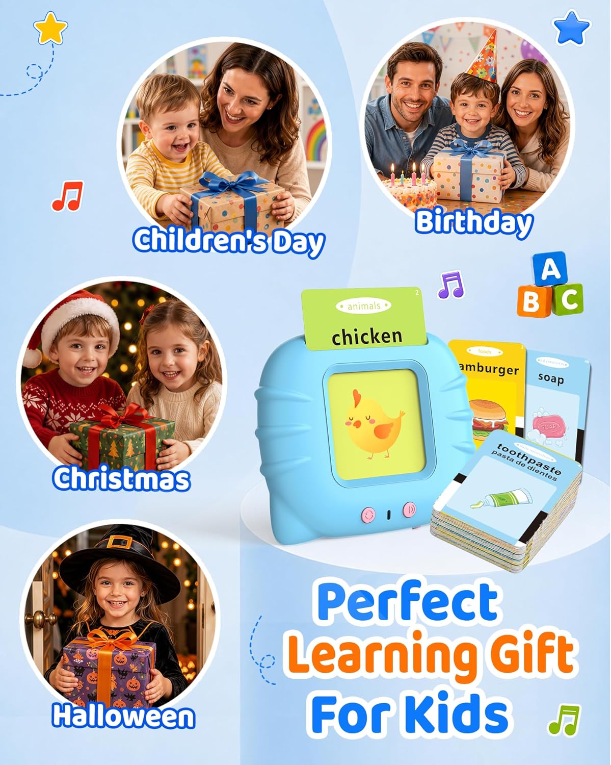 Aullsaty Talking Flash Cards for Toddlers 1-3, Upgraded 248 Sight Words Montessori Speech Therapy Toy, Autism Sensory Educational Learning Toys, Birthday Gifts for Boys Girls (Pink)