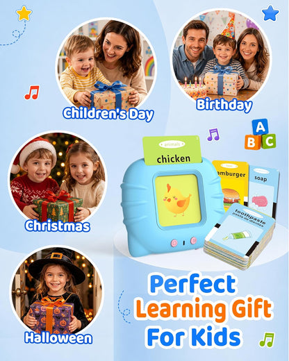 Aullsaty Talking Flash Cards for Toddlers 1-3, Upgraded 248 Sight Words Montessori Speech Therapy Toy, Autism Sensory Educational Learning Toys, Birthday Gifts for Boys Girls (Pink)