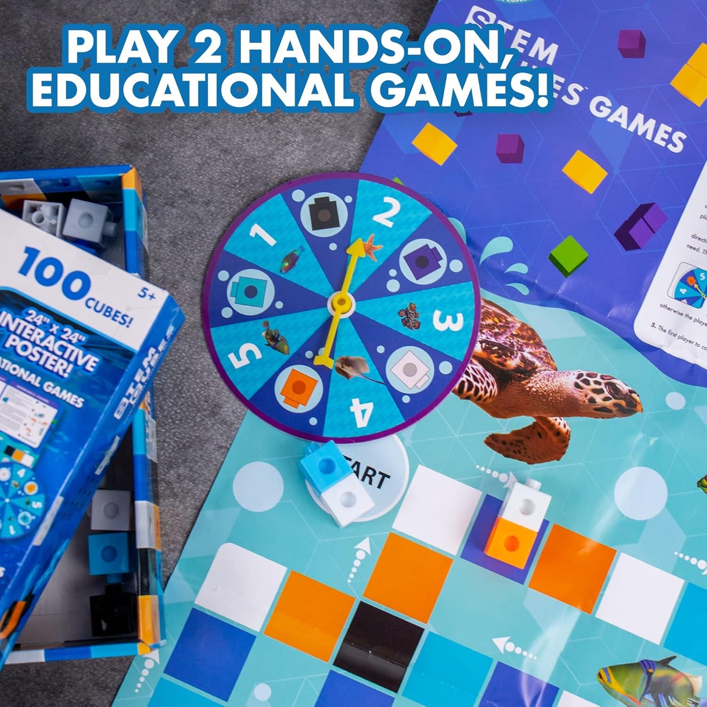 The Young Scientists Club STEM Cubes, Build, Learn & Create with 100+ Math Cubes Manipulatives, 4-in-1 Educational Games, Math Cubes for Kids Ages 4-8, Awesome Learn Through Play Toys