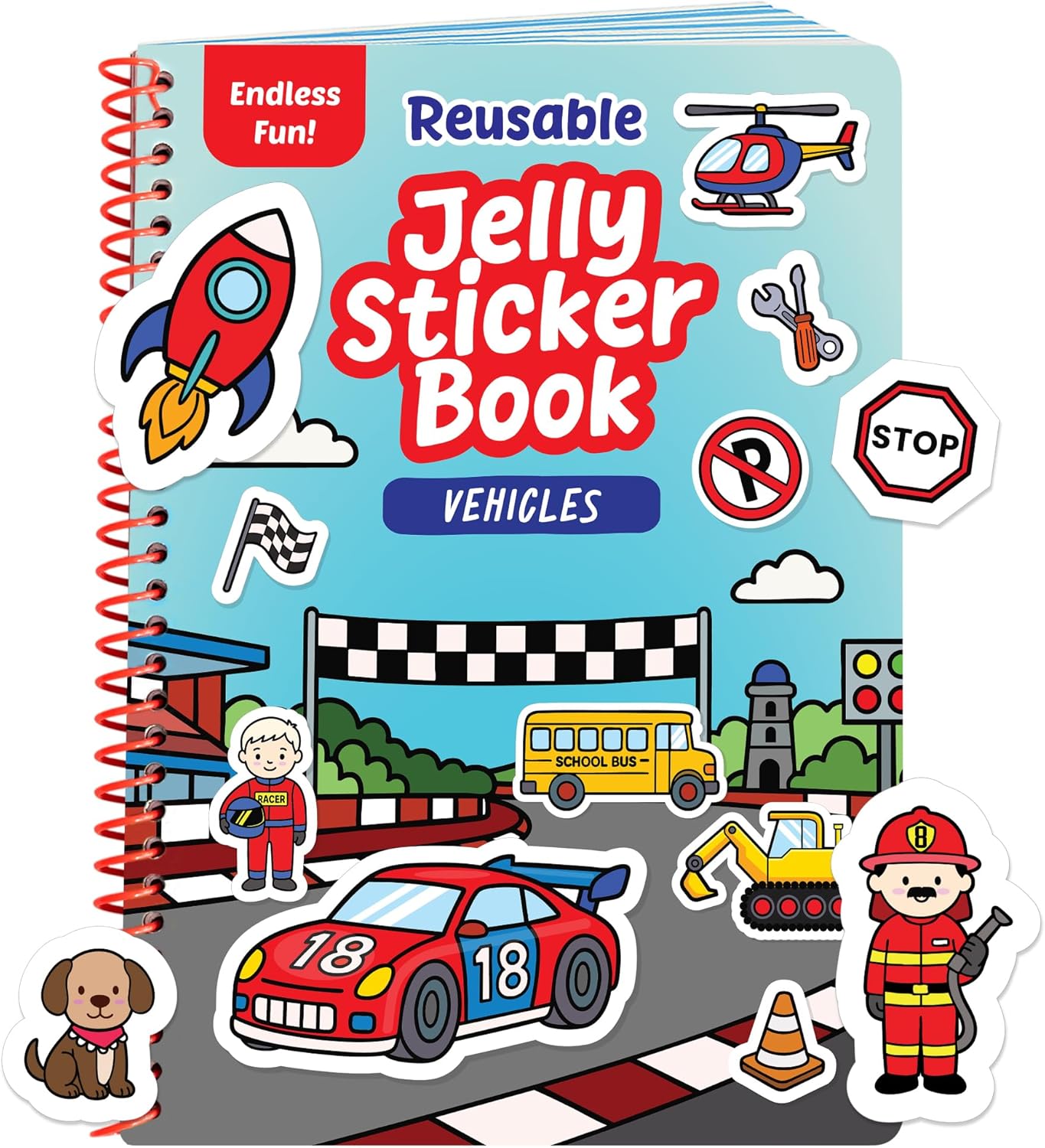 Reusable Jelly Sticker Book - Farm, 7 Scenes - 50 Thick Washable Stickers for Toddlers & Kids: Animals Stickers for Kids, Gift for Ages 3-5 Years Old - Toddler Travel Toys 2-4, Road Trip Activities