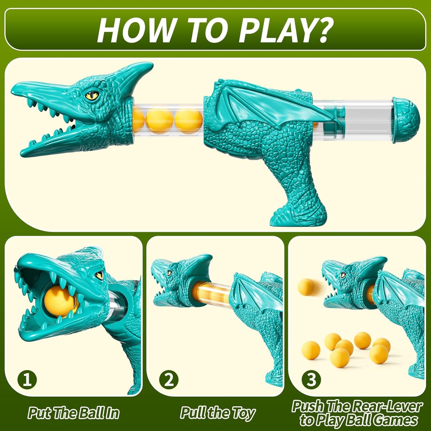 JUKUDAHU Dinosaur Shooting Boy Toys for Kids Age 3 4 5 6 7 8 - Moveable Shooting Game with Scoreboard, Light and Sound, 12 Foam Balls, Boy Toddler Toys 5-7 6-8 8-10, Competition Game Gifts (Green)