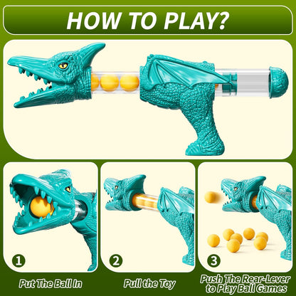 JUKUDAHU Dinosaur Shooting Boy Toys for Kids Age 3 4 5 6 7 8 - Moveable Shooting Game with Scoreboard, Light and Sound, 12 Foam Balls, Boy Toddler Toys 5-7 6-8 8-10, Competition Game Gifts (Green)