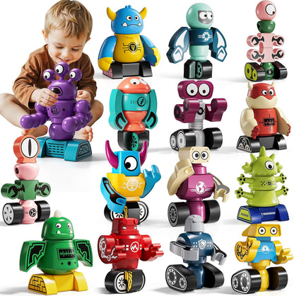 Magnets Robot Building Toys for Kids Ages 3-5 4-8 - 106 PCS Monsters Toys Robot Stacking Building Blocks Set with Storage Box, Creative Learning Christmas and Birthday Gifts for Boys Girls 2-4
