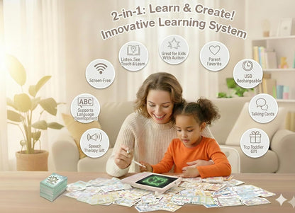 Talking Flash Cards for Toddlers - LCD Writing Tablet Kids - Drawing Tablet Toddler Toys 510 Sight Words Learning Montessori - Autism & Speech Therapy Toys - Kindergarten Gifts