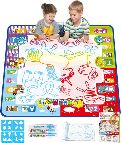 Jasonwell Aqua Water Doodle Mat 48 x 36 Inches Large Magic Drawing Doodling Mat Coloring Mat Educational Toys Christmas Birthday Gifts for Kids Toddler Boys Girls Age 2 3 4 5 6 7 8 Year Old (Galaxy)