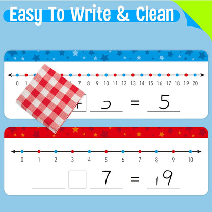 8 Packs Magnetic Number Line Boards, Dry Erase Writable and Erasable Math Board Addition & Subtraction White Board Magnets for Kids, Students, Classroom and Home (Each Measures 12” x 3.5”)