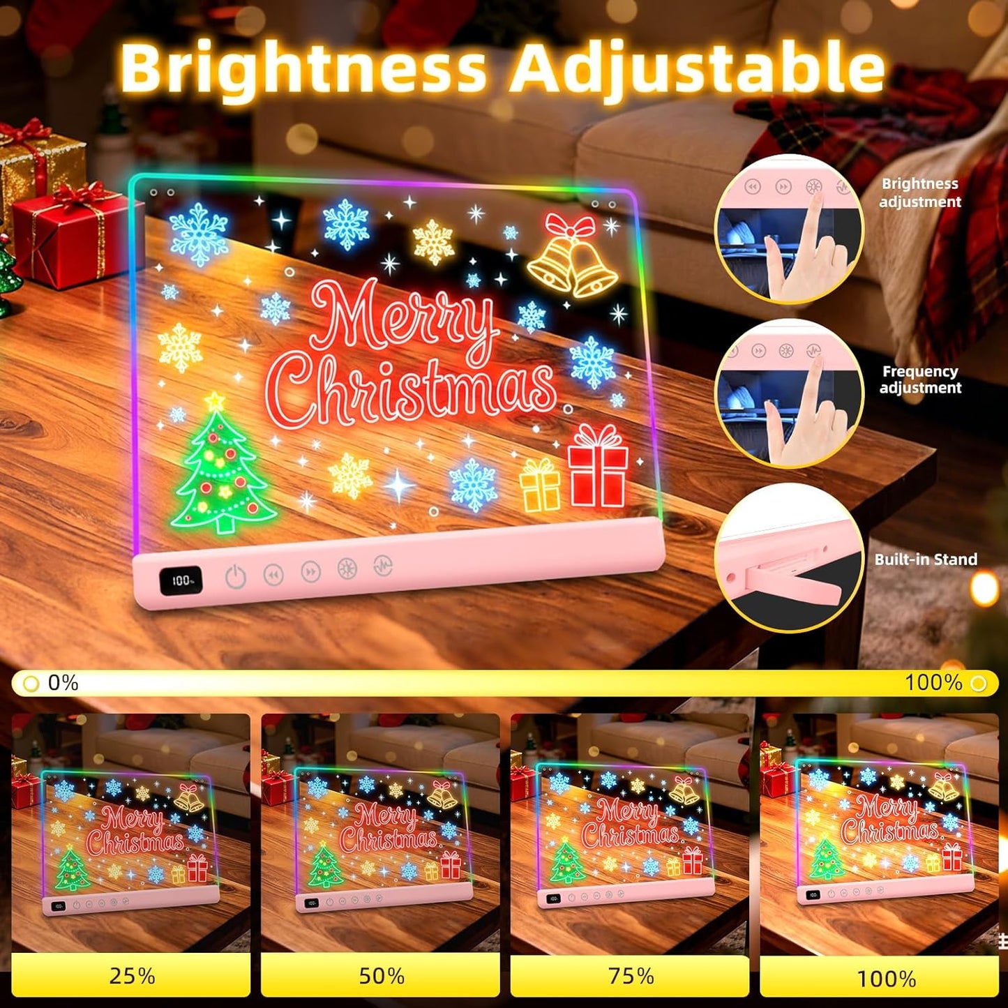 Led Drawing Board with 13 Light Effects, 16" Rechargeable Glow Doodle LED Note Board with Colors, Neon Light Up Drawing Tablet Gifts for Kids for Easter Birthday Christmas Gift Ideas