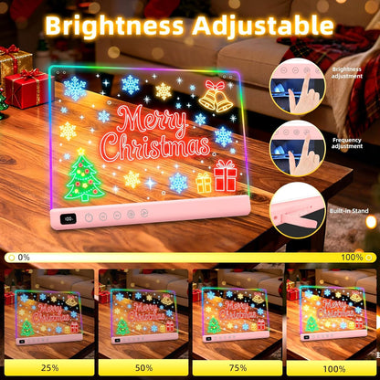 Led Drawing Board with 13 Light Effects, 16" Rechargeable Glow Doodle LED Note Board with Colors, Neon Light Up Drawing Tablet Gifts for Kids for Easter Birthday Christmas Gift Ideas