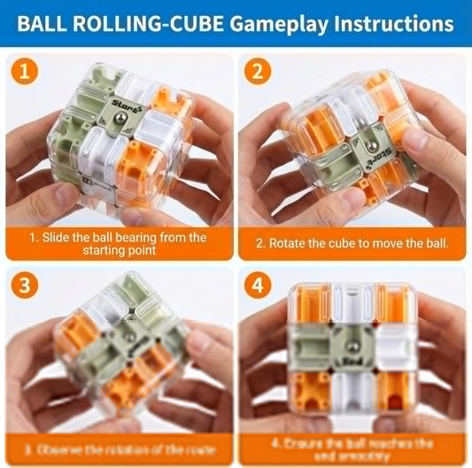 3D Rolling Ball Maze Cube & Marble Maze Puzzle - Large Labyrinth Brain Teaser Toy for Kids Ages 4-8, 8-12 & Adults. Challenging 3D Puzzle Game. Best Travel Birthday Gift (Blue)