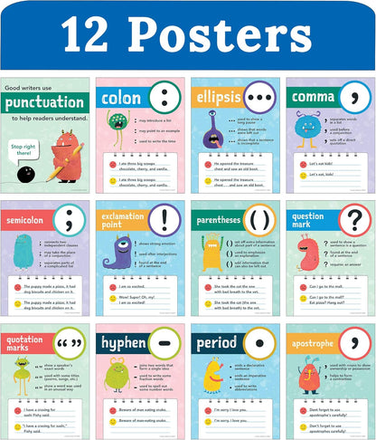 Carson Dellosa 14-Piece Mathematics Strategy Posters, 8.5" x 11" Wall Art Ten Frame, Counting, Number Line, Math Manipulatives, Facts, and More Strategies, Classroom Decor and Teacher Supplies