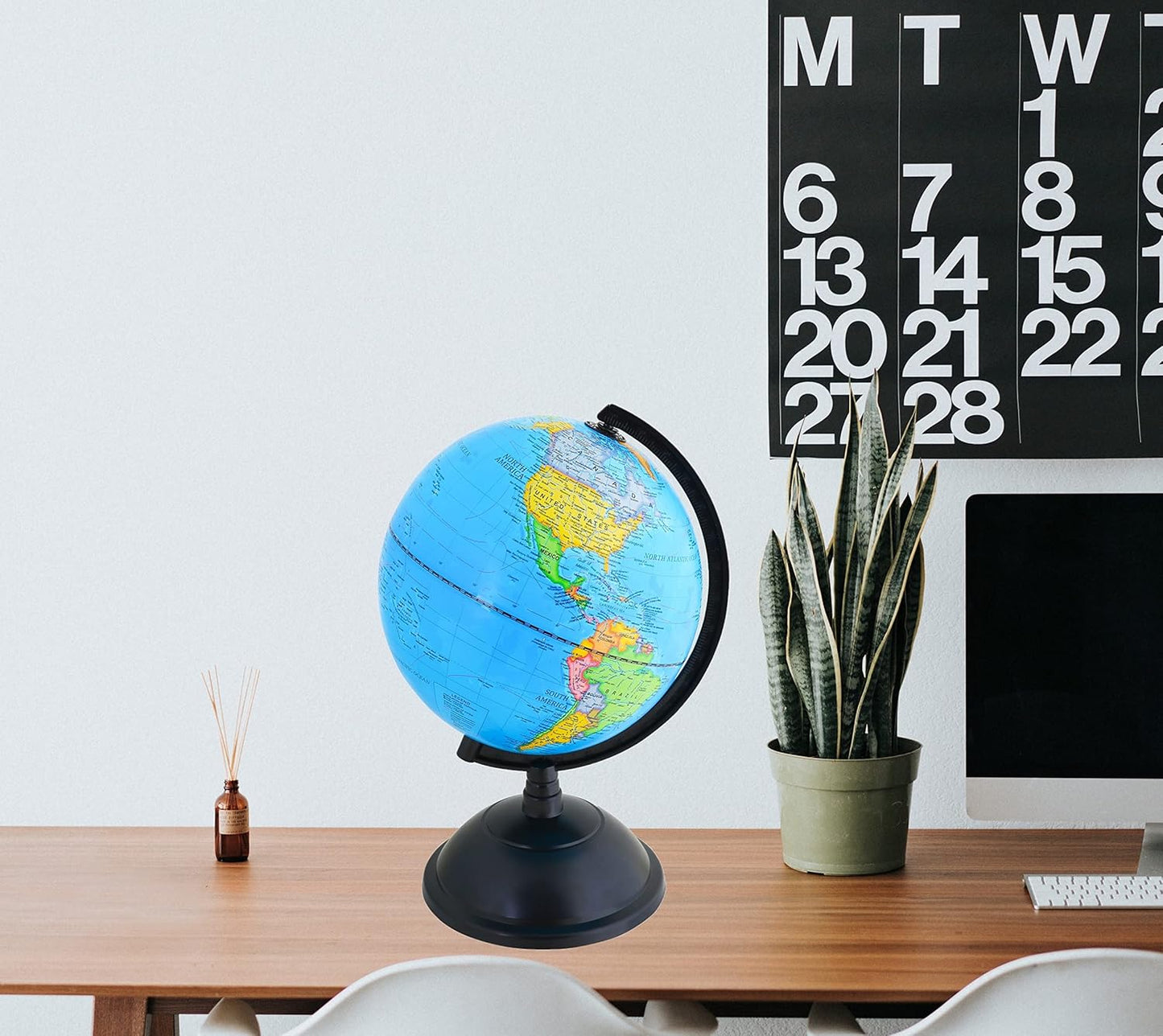 Political Globe Dia 5.5-inch / 14cm- Educational/Geographic - Stainless Steel Arc and Base - School, Home, and Office