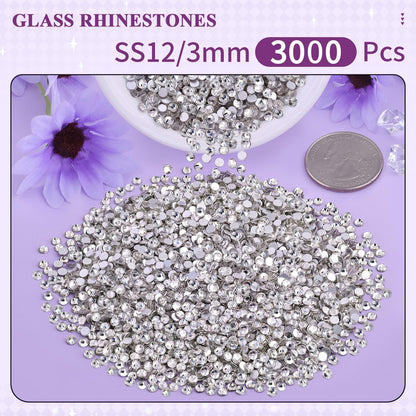 5000PCS SS6/2mm Glass Crystal Rhinestones (Clear), Bedazzling Flatback Rhinestones for Crafting DIY Crafts Nail Art Makeup Decoration, Gems Diamond Charms for Tumbler Shoes Clothing Mug