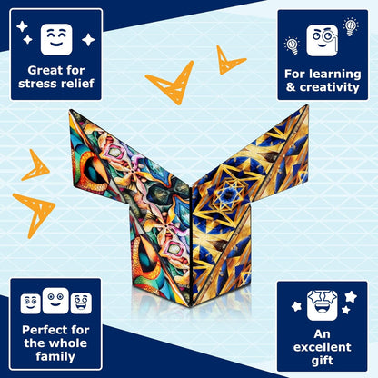 Shashibo Octa Shape Shifting Box - STEM Fidget Toy with Ultra Strong Magnets, Perfect Sensory Gift for Kids, Teens, and Adults – Pairs w/All Shashibo Cubes (Infinity)