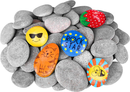 River Rocks for Painting 45 Pcs Large 2-3 Inch Flat Smooth Painting Stones Craft Rock to Paint for Kids Crafts Painting Bulk