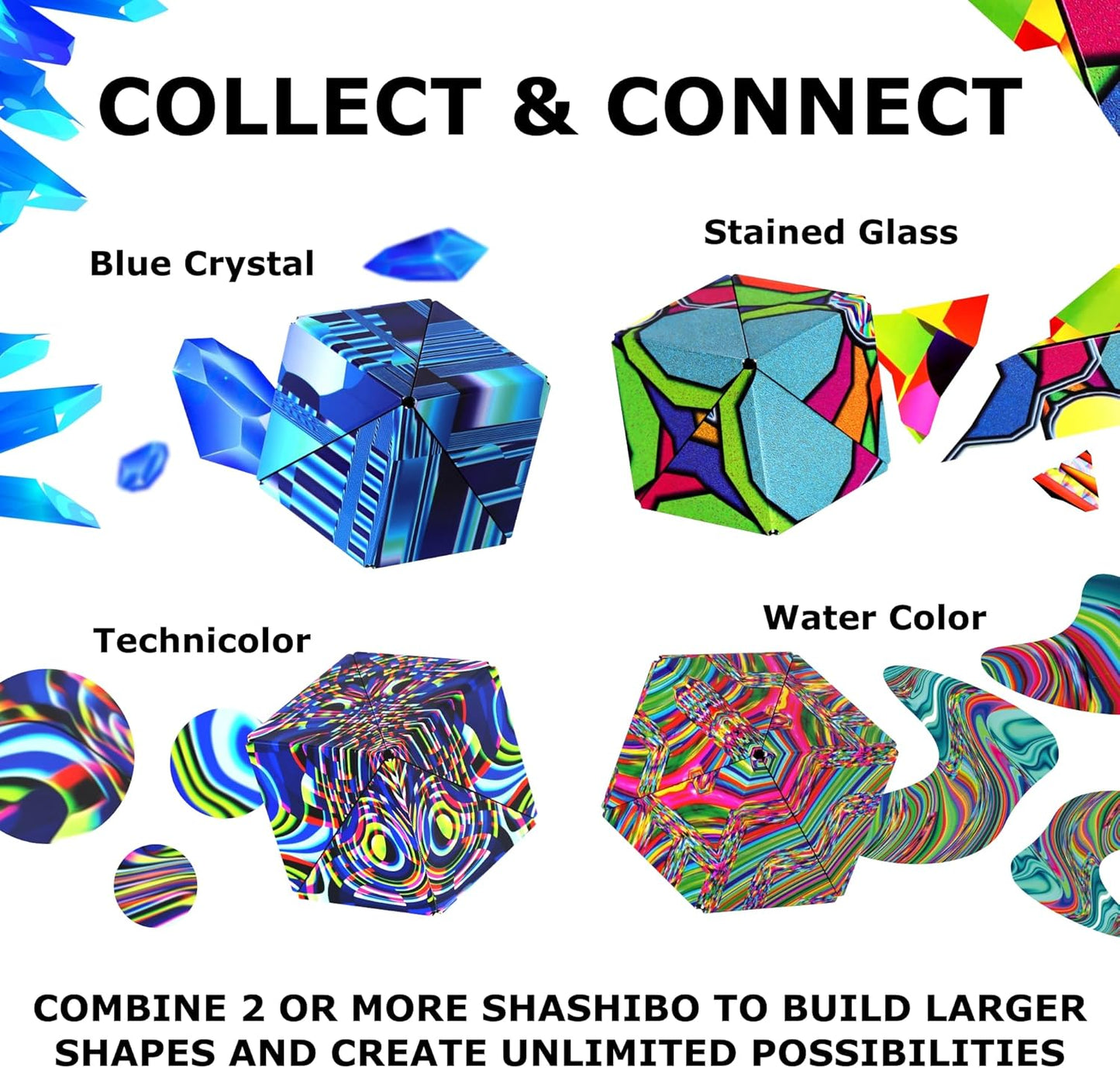 Shashibo Shape Shifting Box - Award-Winning STEM Fidget Toy with Ultra Strong Magnets - Puzzle Cube Transforms Into 100+ Shapes, Perfect Sensory Gift for Kids, Teens, and Adults (Cosmos)