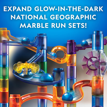 National Geographic Marble Run with Motorized Elevator - 150-Piece Marble Maze Kit with Motorized Spiral Lift, 30 Marbles, Storage Bag & More, Perpetual Motion Machine, Kids Physics Toys