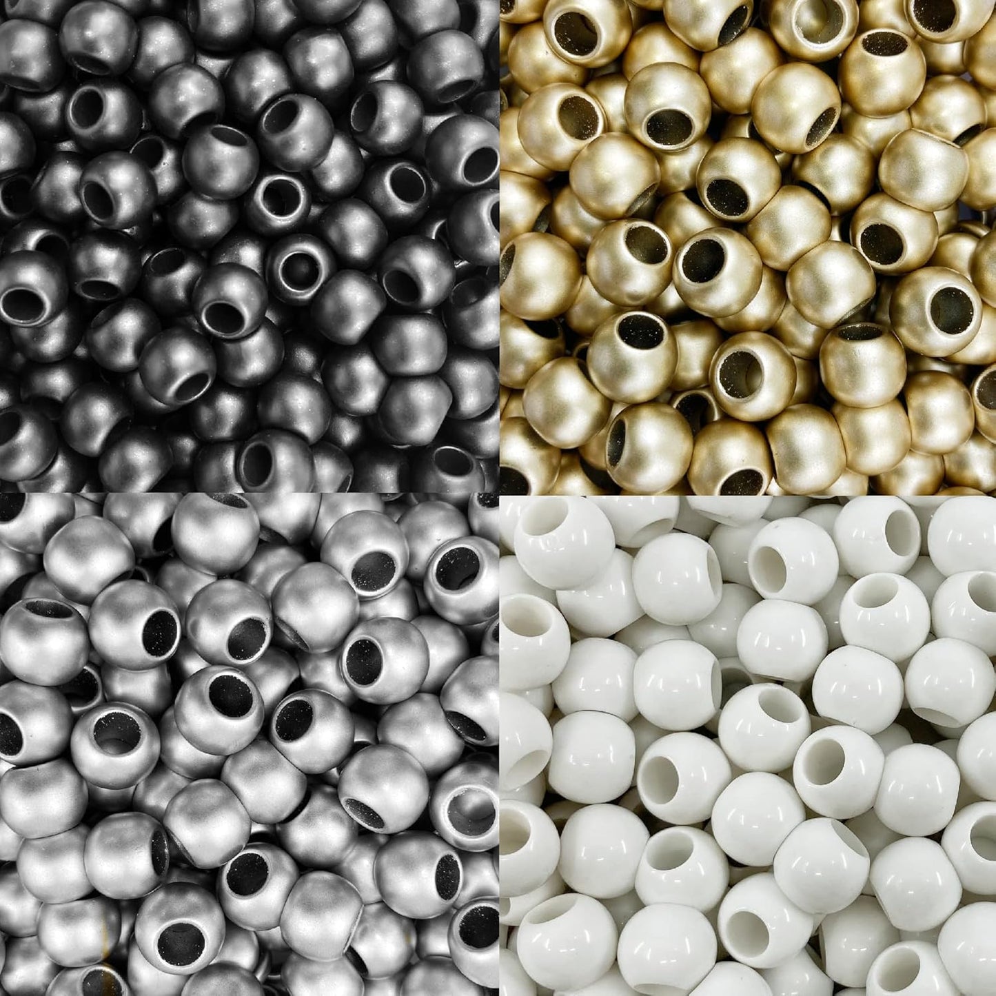 300 Acrylic Large Hole Beads for Crafts and for Hair 10mm x 12mm Acrylic Barrel Beads with 5.7mm Large Hole, Glossy Primary Assortment