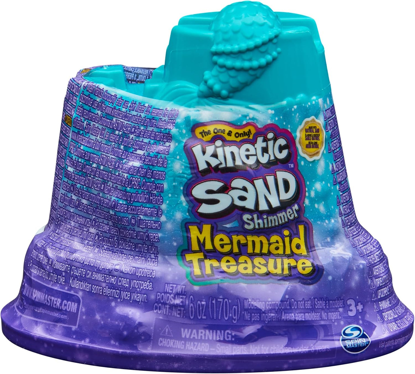 Kinetic Sand Mini Mermaid Lock, 170 g, Magic Sand, Purple Sand, 1 Cutter, 2 Accessories and 3 Gems, Toy for Children and Girls 3 Years