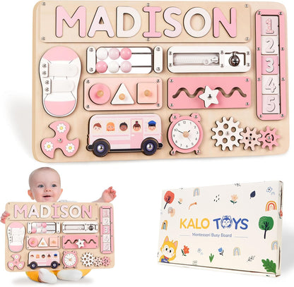 KALOTOYS Large Montessori Busy Board for Baby & Toddlers 1-3 — 17-Inch Wooden Sensory Activity Board — Fine Motor Skills & Early Learning Educational Toy for 1 2 3 Year Old, Travel Friendly & Safe
