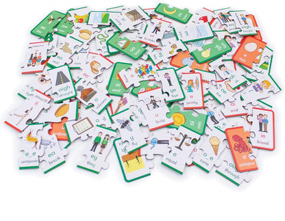 Junior Learning Vowel Puzzles - Match Long & Short Vowels with Similar Sounds, Multicolor