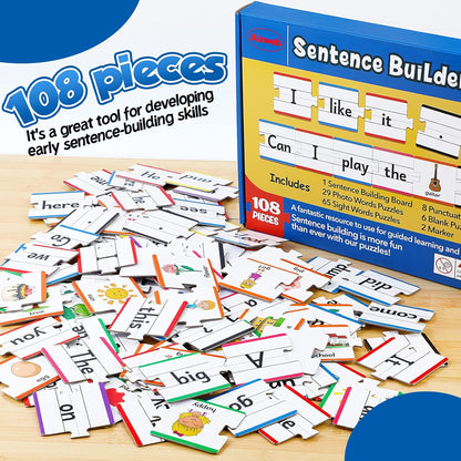 Aizweb Sentence Building,CVC Word Builder,Phonics Games Flash Cards,Sight Word Games Classroom Must Haves,Montessori Reading Learning Games,Speech Therapy Special Education Manipulative Toy