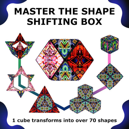 Shashibo Shape Shifting Box - Award-Winning STEM Fidget Toy with Ultra Strong Magnets - Puzzle Cube Transforms Into 100+ Shapes, Perfect Sensory Gift for Kids, Teens, and Adults (Glowquarium)