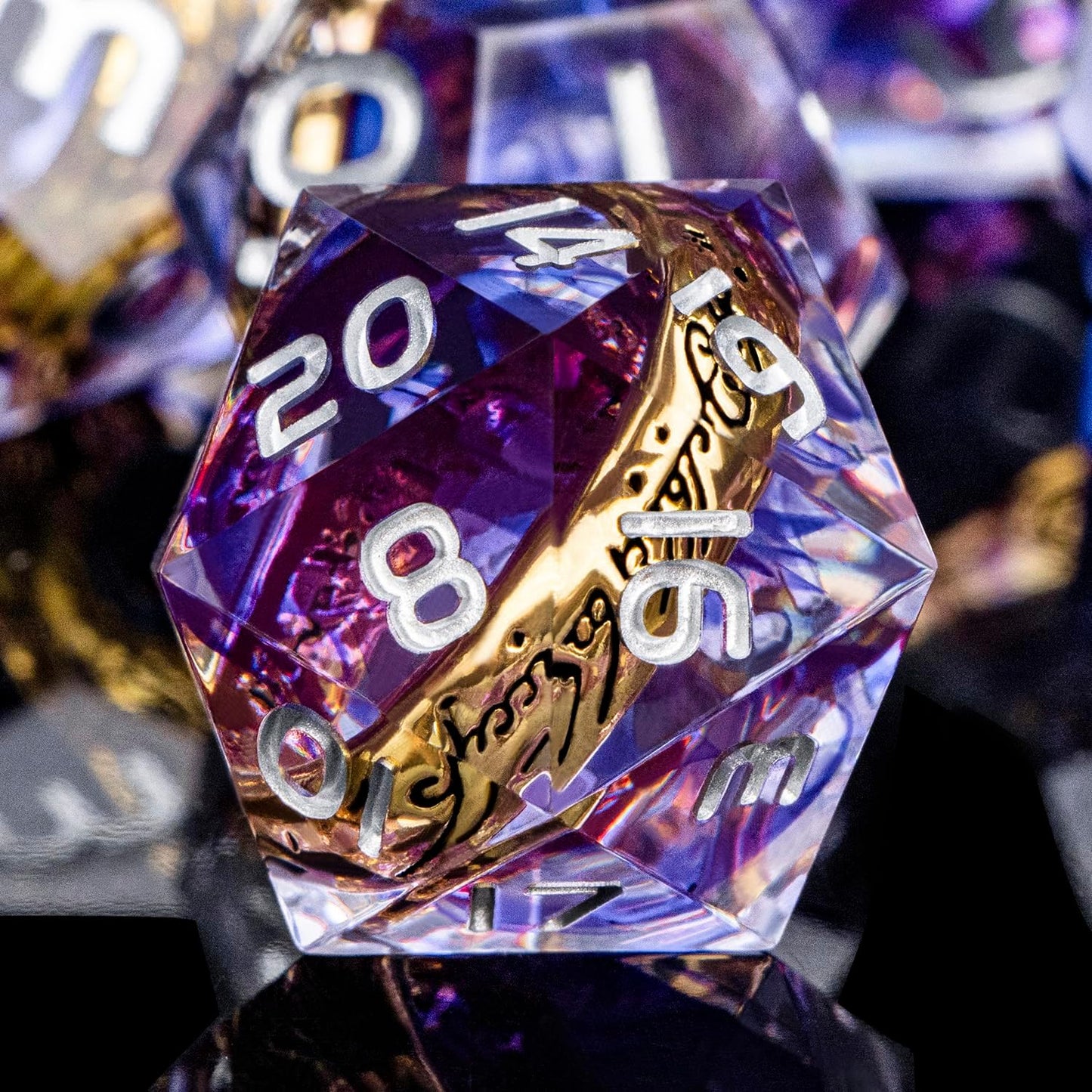 Magic Golden Ring DND Dice Set Sharp Edge Red Resin Dice with Box, for use with Dungeons Dragon RPG D&D Tabletop Games Lord D and D Polyhedral Dice Set