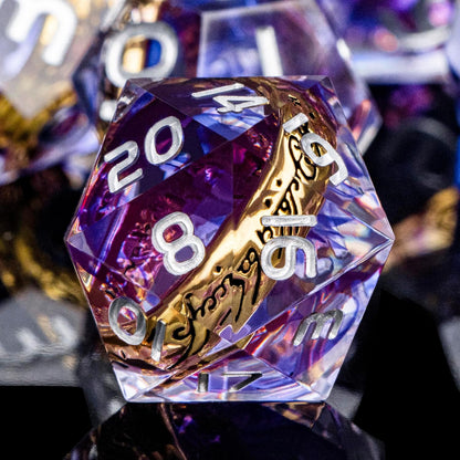 Magic Golden Ring DND Dice Set Sharp Edge Red Resin Dice with Box, for use with Dungeons Dragon RPG D&D Tabletop Games Lord D and D Polyhedral Dice Set