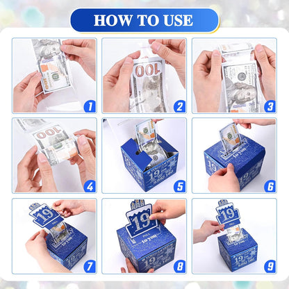 10 Happy Birthday Money Box for Cash Gift, 10th Birthday Decorations for Boys and Girls, Gifts for 10 Year Old Boy, Boy Gift Ideas, Cool Things for Teen -Blue with 100PCS Bags
